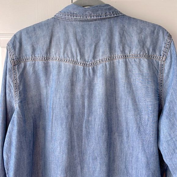 ANA Long Sleeve Chambray Button Down Denim Shirt Medium Blue Denim PXXL so soft - Picture 8 of 10